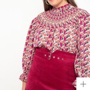 NWT ELOQUII 26/28W Smocked Neck Blouse